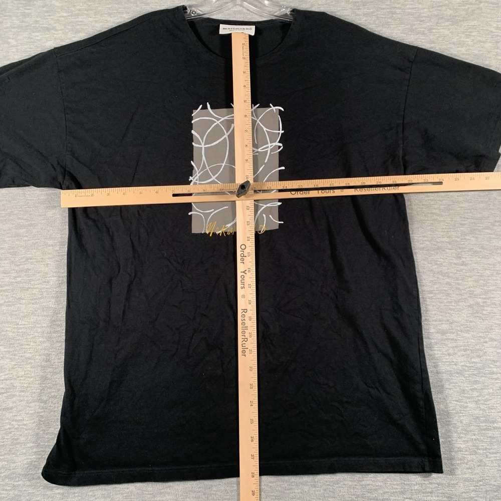 Marimekko Shirt Mens Medium Black Abstract Graphic Made Finland Tee Cotton - Picture 7 of 14